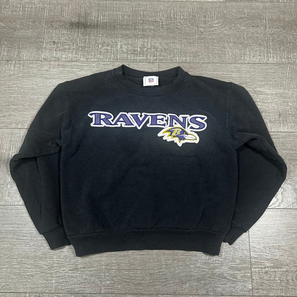 NFL Baltimore Ravens Black Pullover Sweatshirt with Purple & Gold Logo